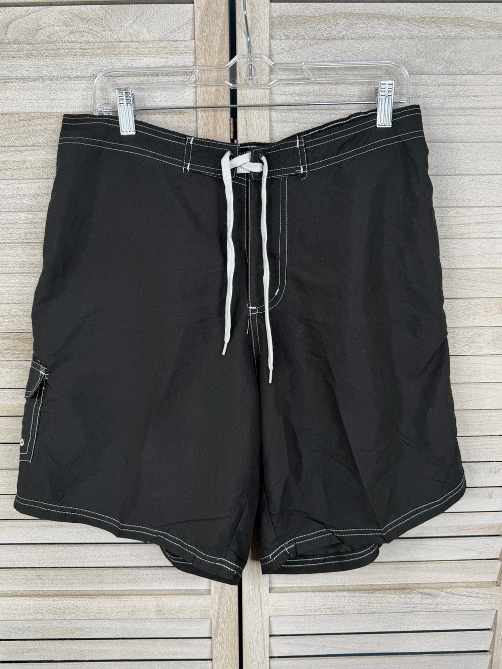 SWIMSUITS FOR ALL Women's Black Board/Swim Shorts w White Piping-14